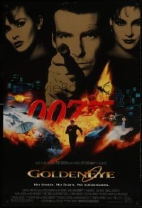 3g358 GOLDENEYE DS 1sh 1995 cast image of Pierce Brosnan as Bond, Isabella Scorupco, Famke Janssen!