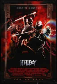 3g399 HELLBOY int'l advance DS 1sh 2004 Perlman, Guillermo del Toro, great image of the villains!