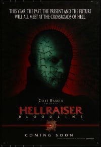 3g402 HELLRAISER: BLOODLINE teaser 1sh 1996 Clive Barker, super close up of creepy Pinhead!