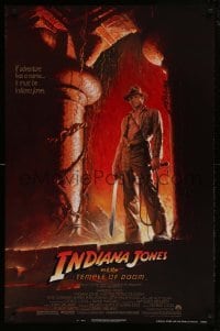 3g449 INDIANA JONES & THE TEMPLE OF DOOM 1sh 1984 art of Harrison Ford by Bruce Wolfe, NSS style!