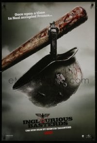 3g454 INGLOURIOUS BASTERDS teaser DS 1sh 2009 Quentin Tarantino, Nazi helmet on baseball bat!