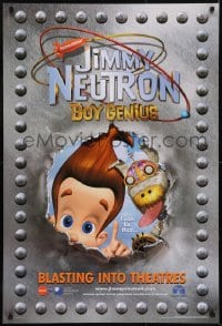 3g483 JIMMY NEUTRON BOY GENIUS int'l teaser DS 1sh 2001 Nickelodeon sci-fi cartoon, great image!