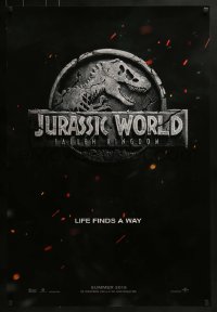 3g495 JURASSIC WORLD: FALLEN KINGDOM teaser DS 1sh 2018 classic T-Rex logo, life finds a way!