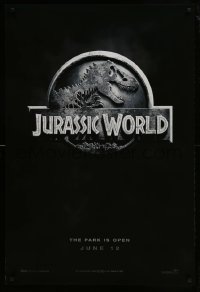 3g494 JURASSIC WORLD teaser DS 1sh 2015 Jurassic Park sequel, cool image of the new logo!