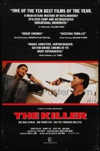 3g503 KILLER 1sh 1990 John Woo directed, action image of Chow Yun-Fat w/pistol!