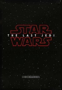 3g042 LAST JEDI teaser DS 1sh 2017 black style, Star Wars, Hamill, classic title treatment in space!