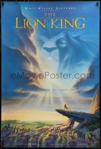 3g554 LION KING DS 1sh 1994 Disney Africa, John Alvin art of Simba on Pride Rock with Mufasa in sky