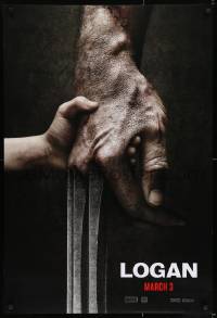 3g559 LOGAN style A revised teaser DS 1sh 2017 Jackman in the title role as Wolverine, claws out!