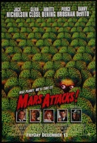 3g589 MARS ATTACKS! int'l advance 1sh 1996 directed by Tim Burton, great image of brainy aliens!