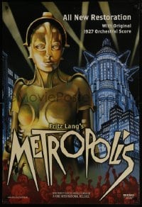 3g608 METROPOLIS DS 1sh R2002 Fritz Lang classic, Brigitte Helm as the robot, New Tower of Babel!