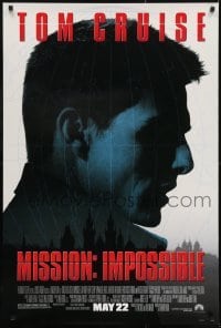 3g614 MISSION IMPOSSIBLE advance 1sh 1996 cool silhouette of Tom Cruise, Brian De Palma directed!