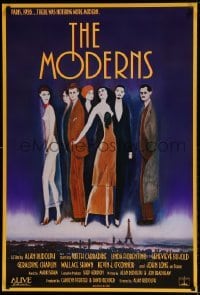3g619 MODERNS 1sh 1988 Alan Rudolph, cool artwork of trendy 1920's people by star Keith Carradine!