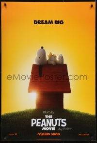 3g678 PEANUTS MOVIE style A int'l teaser DS 1sh 2015 image of Snoopy and Woodstock on doghouse!