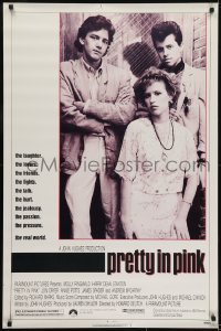 3g703 PRETTY IN PINK 1sh 1986 great portrait of Molly Ringwald, Andrew McCarthy & Jon Cryer!