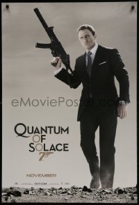 3g714 QUANTUM OF SOLACE teaser 1sh 2008 Daniel Craig as Bond with H&K submachine gun!