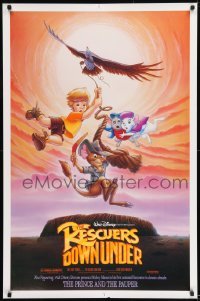 3g723 RESCUERS DOWN UNDER/PRINCE & THE PAUPER DS 1sh 1990 The Rescuers style, great image!