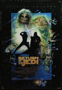 3g020 RETURN OF THE JEDI style E advance 1sh R1997 George Lucas classic, art by Drew Struzan!
