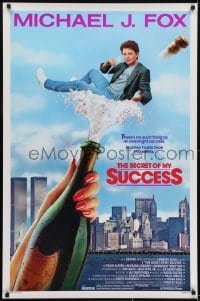 3g756 SECRET OF MY SUCCESS 1sh 1987 wacky image of Michael J. Fox & huge bottle of champagne!