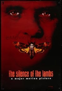 3g776 SILENCE OF THE LAMBS style B teaser DS 1sh 1991 image of Anthony Hopkins with moth over mouth!