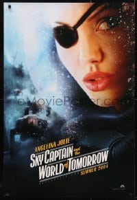3g783 SKY CAPTAIN & THE WORLD OF TOMORROW teaser DS 1sh 2004 close-up of Angelina Jolie w/eyepatch!