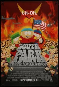 3g804 SOUTH PARK: BIGGER, LONGER & UNCUT int'l advance DS 1sh 1999 Parker & Stone animated musical!