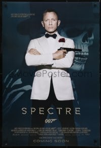 3g809 SPECTRE int'l advance DS 1sh 2015 cool image of Daniel Craig as James Bond 007 with gun!