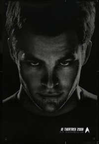 3g826 STAR TREK teaser DS 1sh 2009 close-up of Chris Pine as Captain Kirk over black background!