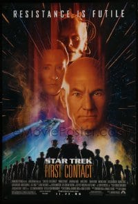 3g837 STAR TREK: FIRST CONTACT advance 1sh 1996 Jonathan Frakes, Stewart, Spiner, sexy Borg Krige!