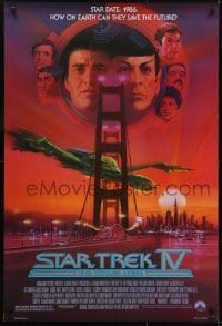 3g831 STAR TREK IV 1sh 1986 art of Leonard Nimoy, Shatner & Klingon Bird-of-Prey by Bob Peak!