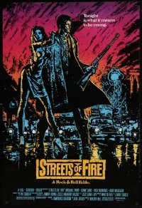 3g853 STREETS OF FIRE 1sh 1984 Walter Hill directed, Michael Pare, Diane Lane, artwork by Riehm!