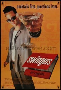 3g864 SWINGERS 1sh 1996 partying Vince Vaughn with giant martini, directed by Doug Liman!