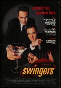 3g865 SWINGERS 1sh 1996 Vince Vaughn & Jon Favreau, sexy Heather Graham, cocktails first, reviews!