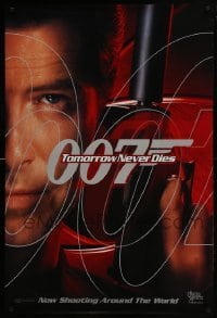3g896 TOMORROW NEVER DIES teaser DS 1sh 1997 different image of Brosnan as James Bond!