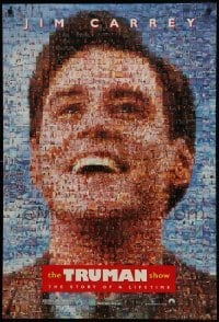 3g912 TRUMAN SHOW teaser DS 1sh 1998 really cool mosaic art of Jim Carrey, Peter Weir