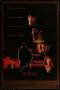 3g924 UNFORGIVEN DS 1sh 1992 gunslinger Clint Eastwood, Gene Hackman, Morgan Freeman, Harris!