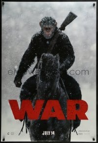 3g940 WAR FOR THE PLANET OF THE APES style A teaser DS 1sh 2017 great image of Caesar on horseback!