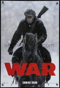 3g939 WAR FOR THE PLANET OF THE APES style A int'l teaser DS 1sh 2017 image of Caesar on horseback!