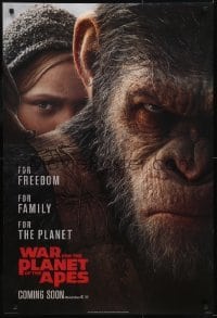 3g941 WAR FOR THE PLANET OF THE APES style B int'l teaser DS 1sh 2017 Caesar and Miller on horseback!