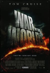 3g946 WAR OF THE WORLDS advance DS 1sh 2005 Tom Cruise, Steven Spielberg, huge title design!