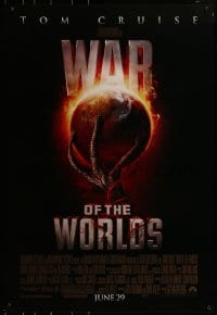 3g945 WAR OF THE WORLDS advance 1sh 2005 Spielberg, alien hand holding Earth, white title design