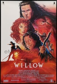 3g960 WILLOW 1sh 1988 Ron Howard directed, John Alvin art of Val Kilmer, Warwick Davis & Whalley!