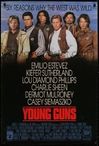 3g995 YOUNG GUNS int'l 1sh 1988 Emilio Estevez, Charlie Sheen, Kiefer Sutherland, Lou Diamond Phillips