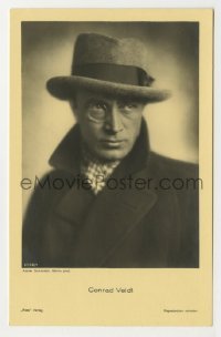 3h023 CONRAD VEIDT 6558/1 German Ross postcard 1930s great portrait in hat & trench coat!