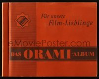 3h011 DAS ORAMI-ALBUM orange German cigarette card album 1930s containing 144 cards on 26 pages!