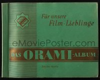 3h010 DAS ORAMI-ALBUM green German cigarette card album 1930s containing 144 cards on 26 pages!