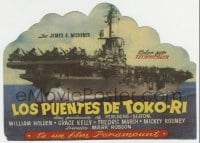 3h125 BRIDGES AT TOKO-RI die-cut Spanish herald 1959 James Michener, different aircraft carrier art!