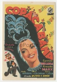 3h140 COPACABANA Spanish herald 1950 different art of wacky Groucho Marx & sexy Carmen Miranda!