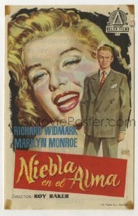 3h161 DON'T BOTHER TO KNOCK Spanish herald 1956 different art of Marilyn Monroe & Widmark by Jano!