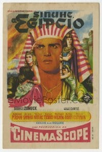 3h167 EGYPTIAN Spanish herald 1955 Soligo art of Jean Simmons, Edmund Purdom & Gene Tierney!