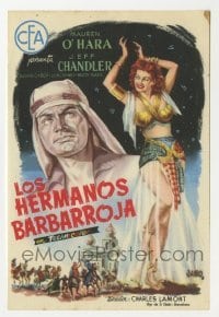 3h171 FLAME OF ARABY Spanish herald 1955 different Jano art of sexy Maureen O'Hara & Jeff Chandler!